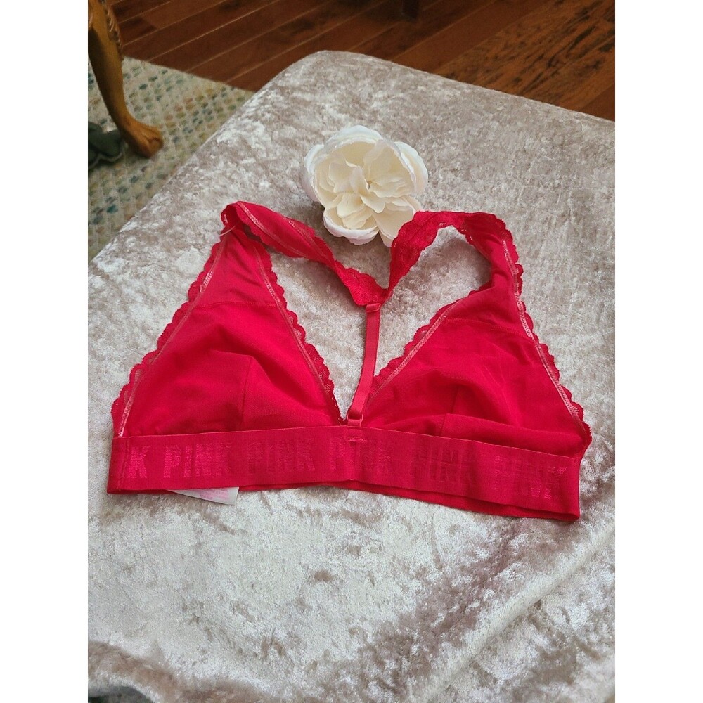 VS PINK Lace Bralette Red Size Large New - Picture 4 of 5